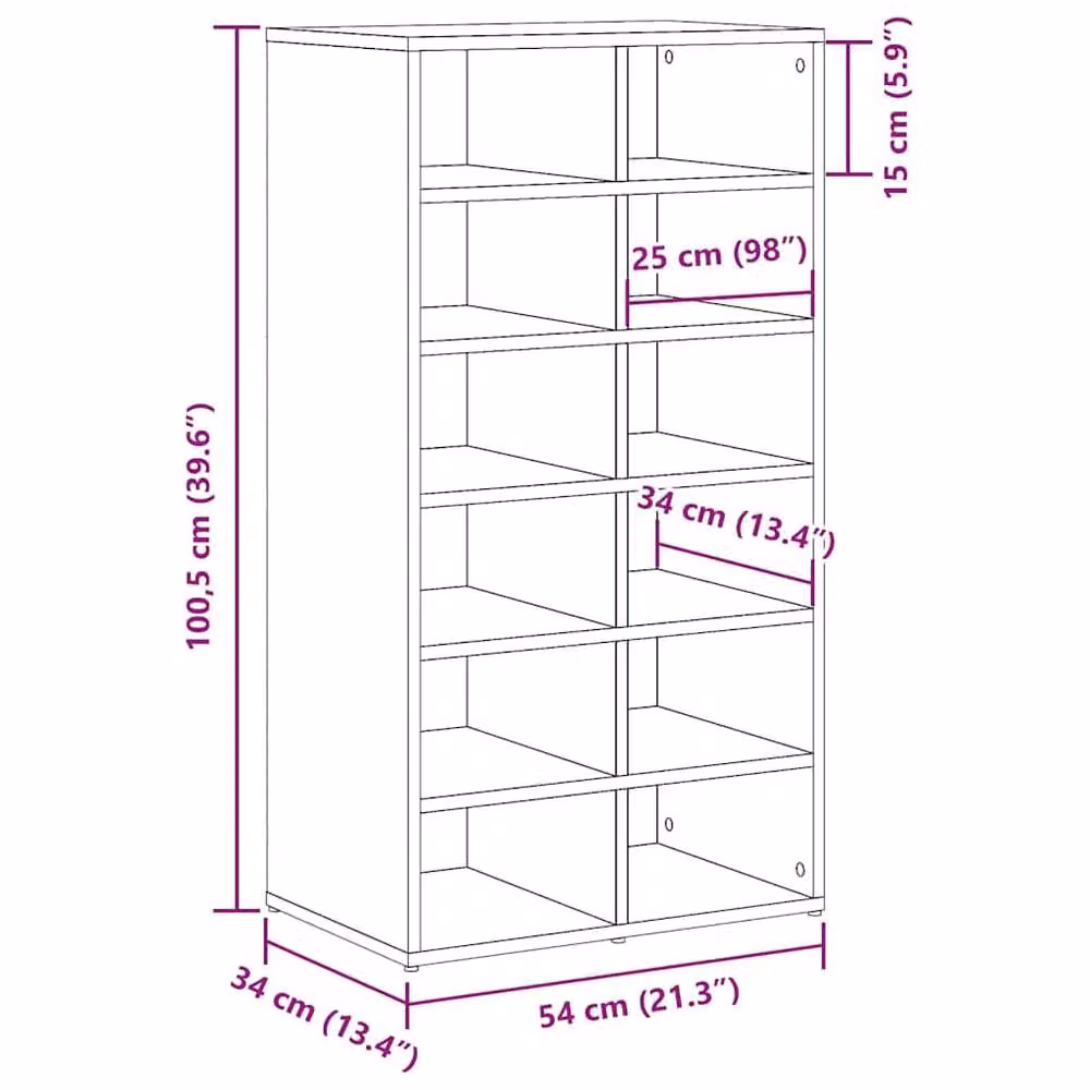 Berkfield Home Artisan Oak Shoe Rack in Brown, W: 54 cm, D: 34 cm, H: 100.5 cm – 5