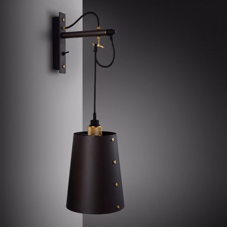 Buster + Punch Hooked Metal Wall Light in Black and Gold/Brass