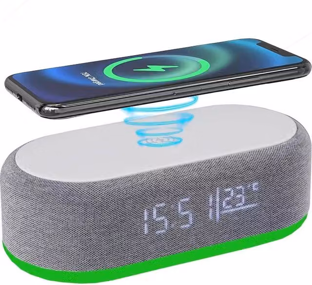 PAWNORA Digital Alarm Clock with 15W Charging in Grey