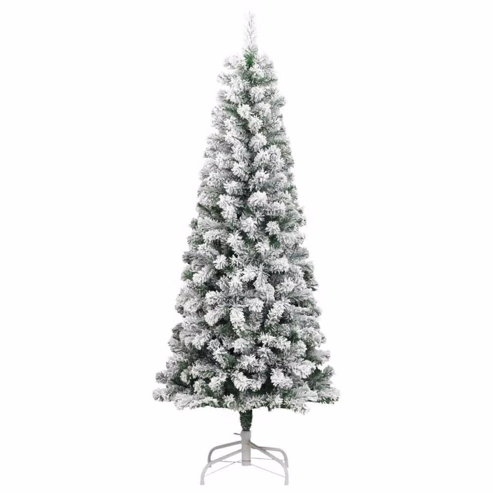 Berkfield Home Beautiful Artificial Hinged Christmas Tree with Flocked Snow, Green, White and Multicolour, Height: 240 cm – 3