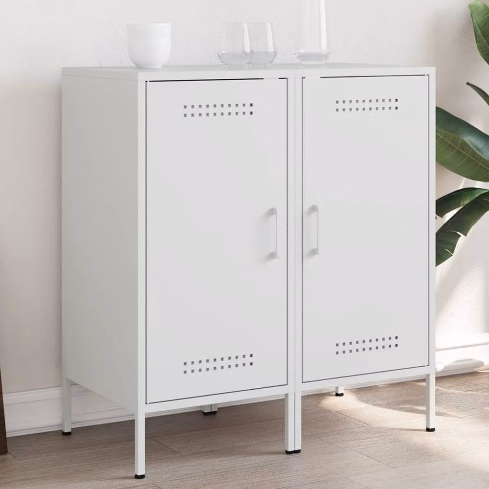 Berkfield Home Set of 2 White Steel Sideboards W/D/H: 36 x 39 x 79 cm – 1