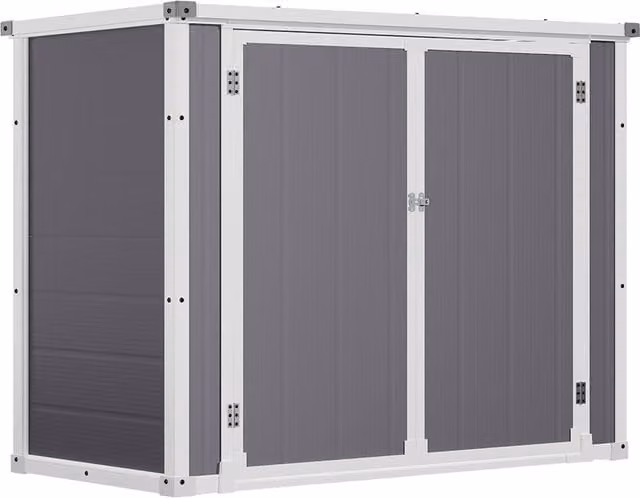 Livingandhome Plastic Garden Storage Shed with Hinged Top, Grey
