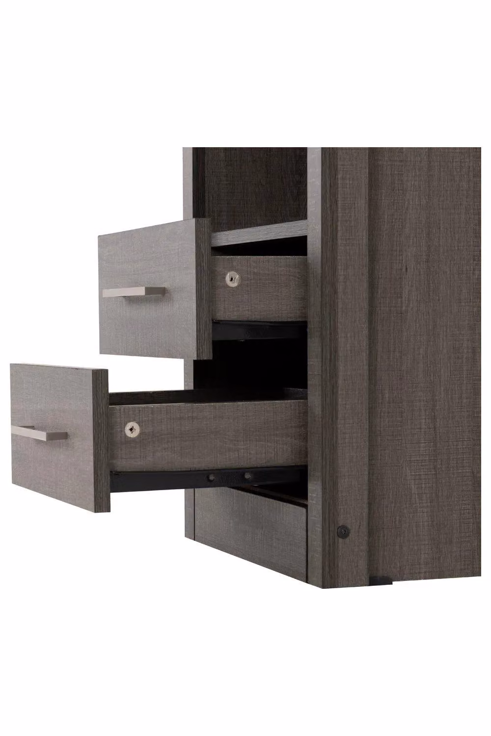 Seconique Lisbon 2 Drawer Bedside Table in Black and Grey – 5