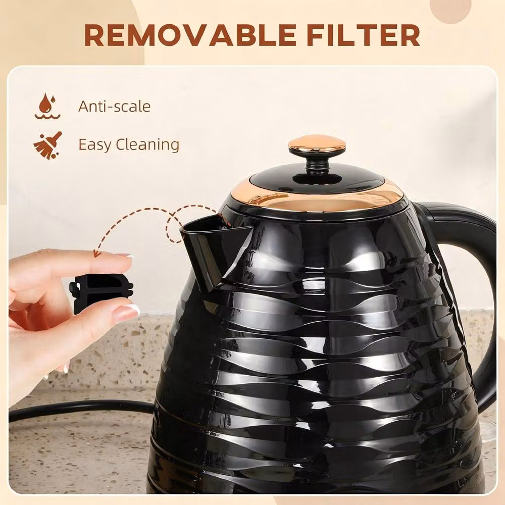 STILVORA 1.7 l Rapid Boil Kettle with Boil-Dry Protection and Limescale Filter in Black – 3