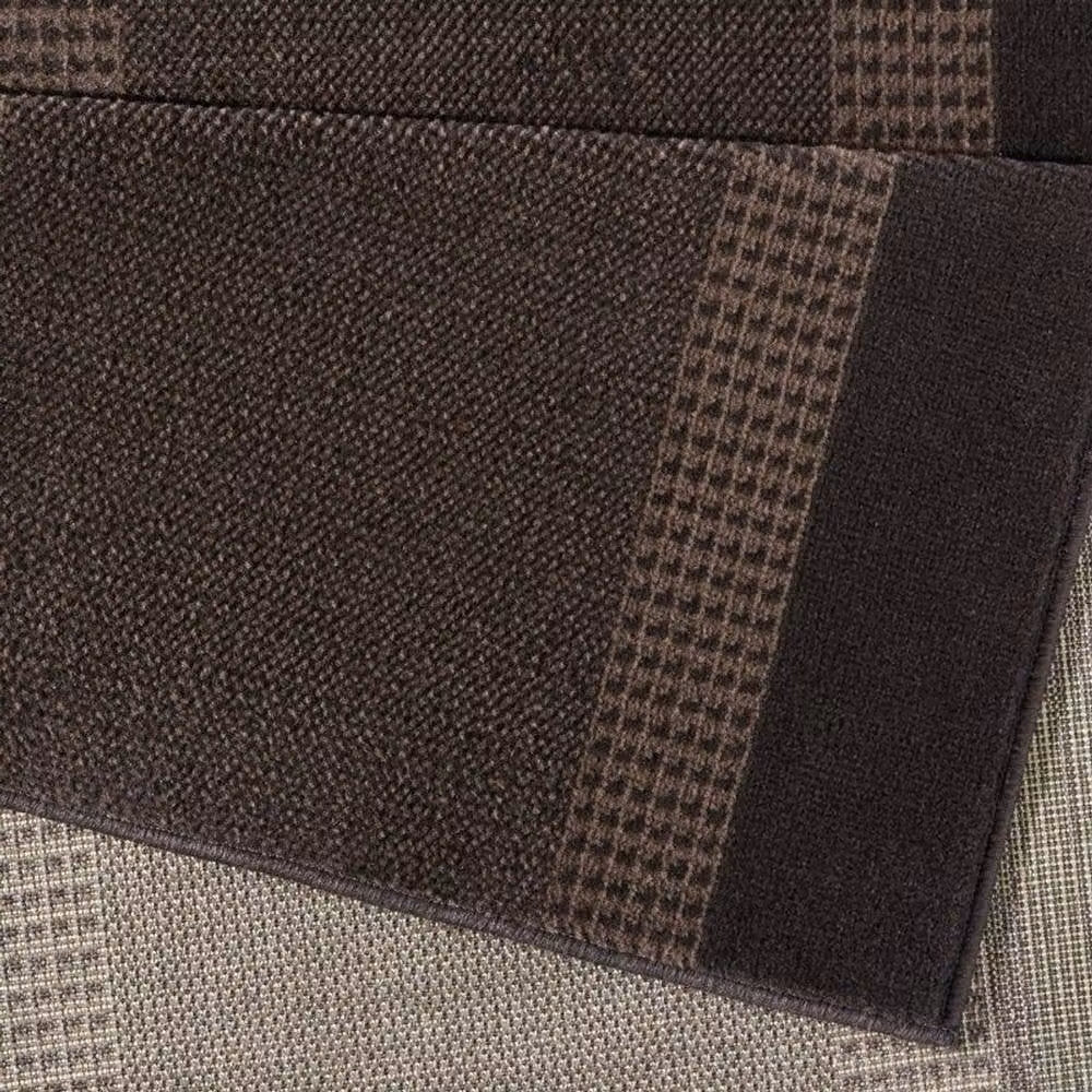 THE RUGS Designer Velours Band Brown Polypropylene Short Pile Rug or Runner, W: 80 cm, L: 500 cm – 1