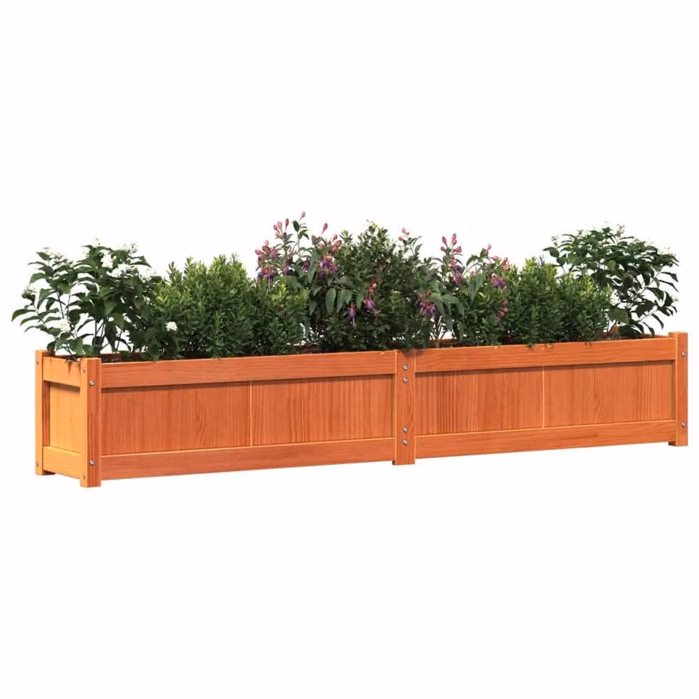 Berkfield Home Garden Planter in Wax Brown, Solid Wood Pine, W: 180 cm, D: 31 cm, H: 31 cm – 3
