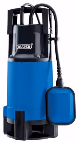 Draper 750W Portable Submersible Dirty Water Pump 110V with Integrated Float Switch and Thermal Overload Protection in Black and Blue