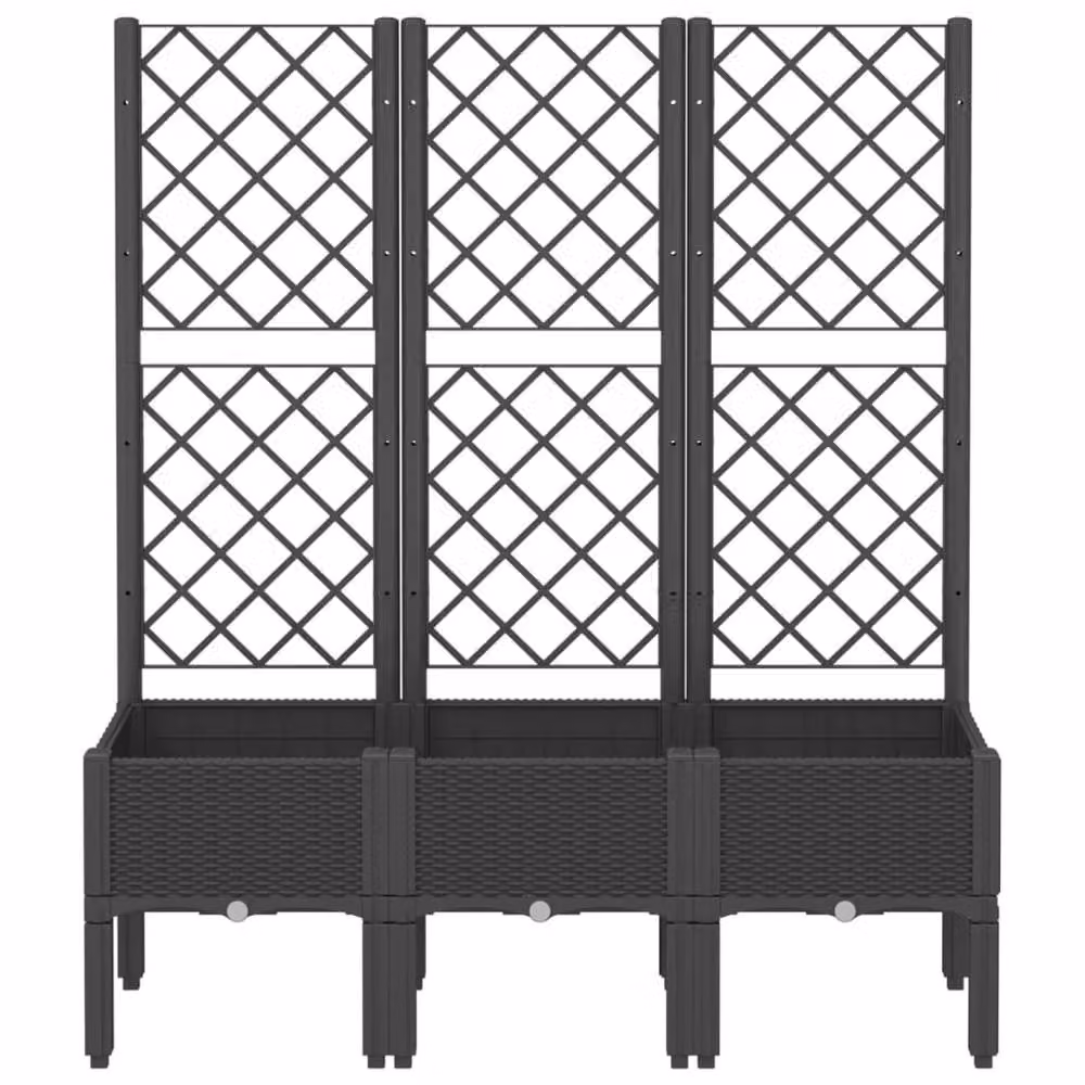 Berkfield Home Garden Planter with Trellis in Black, W/D/H: 120 x 40 x 142 cm – 3