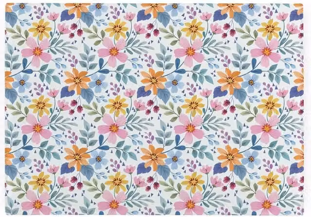 Purely Home Multicoloured Floral Pink Smooth Glass Worktop Saver and Small Chopping Board