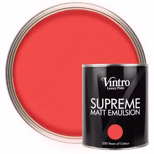 Vintro Luxury Matt Emulsion Multi Surface Paint in Poppy Red, 1L