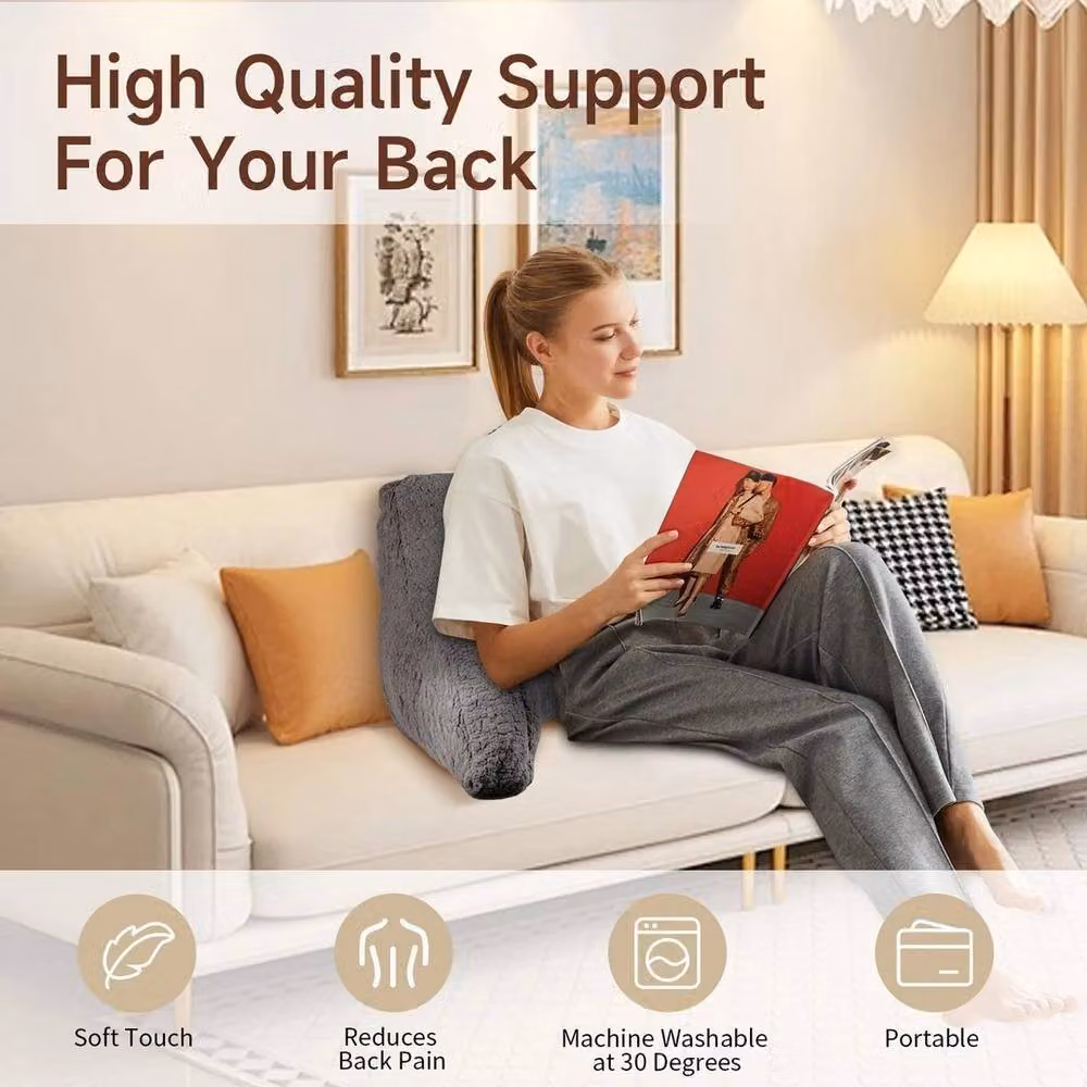 PAWNORA Soft Wedge Backrest Support Pillow in White and Grey – 3