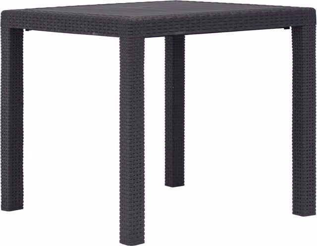 Berkfield Home Garden Table in Brown Plastic Rattan Look, W/D/H: 79 x 79 x 72 cm