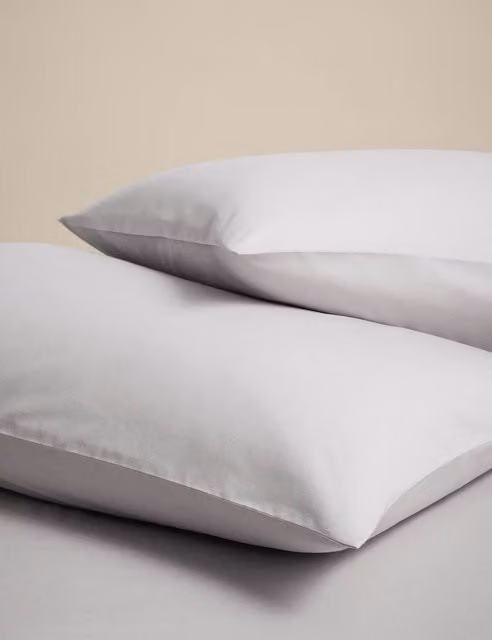 M&S 2 Pack Grey Cotton Rich Breathable Pillowcases