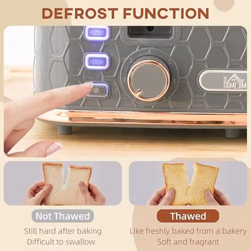 HOMCOM 4-Slice Toaster with 7 Browning Levels and 1600W Power in Grey – 2