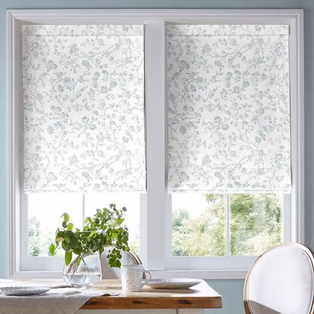 Laura Ashley Aria Made To Measure Blackout Roman Blind in Duck Egg Blue