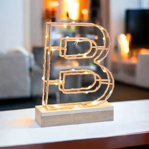 Echo Three Rose Gold LED Alphabet Wire Frame Letter B Light – 2