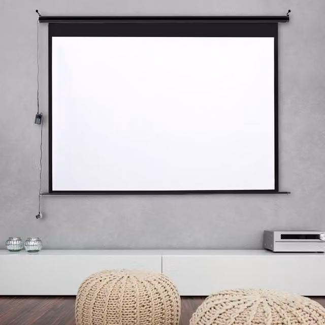 Livingandhome 72 Inch Large Electric Motorised Projector Screen with 4:3 Aspect Ratio in Black and White