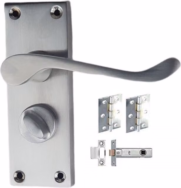 Golden Grace Brushed Chrome Bathroom Privacy Door Handle Set