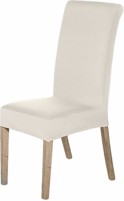 Neel Blue Universal Armless High-Back Dining Chair Protective Slipcover in Ivory Spandex Stretch