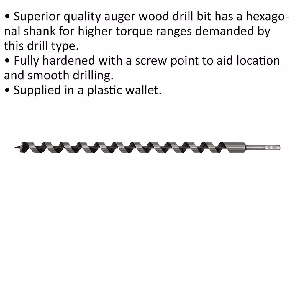 Loops Silver Hardened Auger Wood Drill Bit with Hexagonal Shank, Diameter: 25 mm, Length: 600 mm – 2