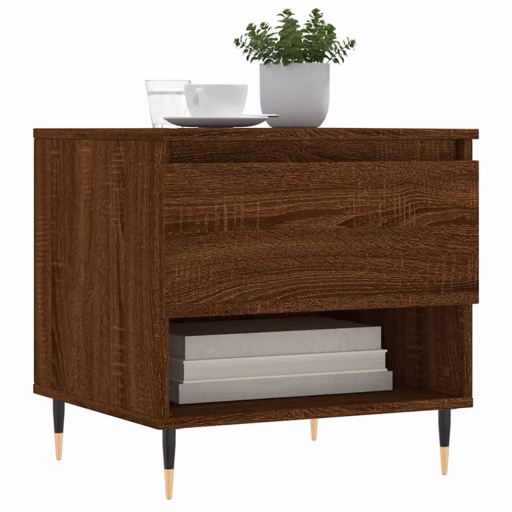Berkfield Home Set of 2 Modern Brown Oak Nested Coffee Tables, W/D/H: 50 x 46 x 50 cm – 3