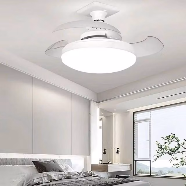 PAWNORA LED Ceiling Fan with Light and Remote Control in White