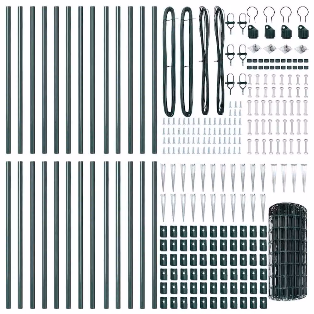 Berkfield Home Euro Fence Green Galvanised Steel with 13 Spike Posts, 0.6 x 50 m – 3