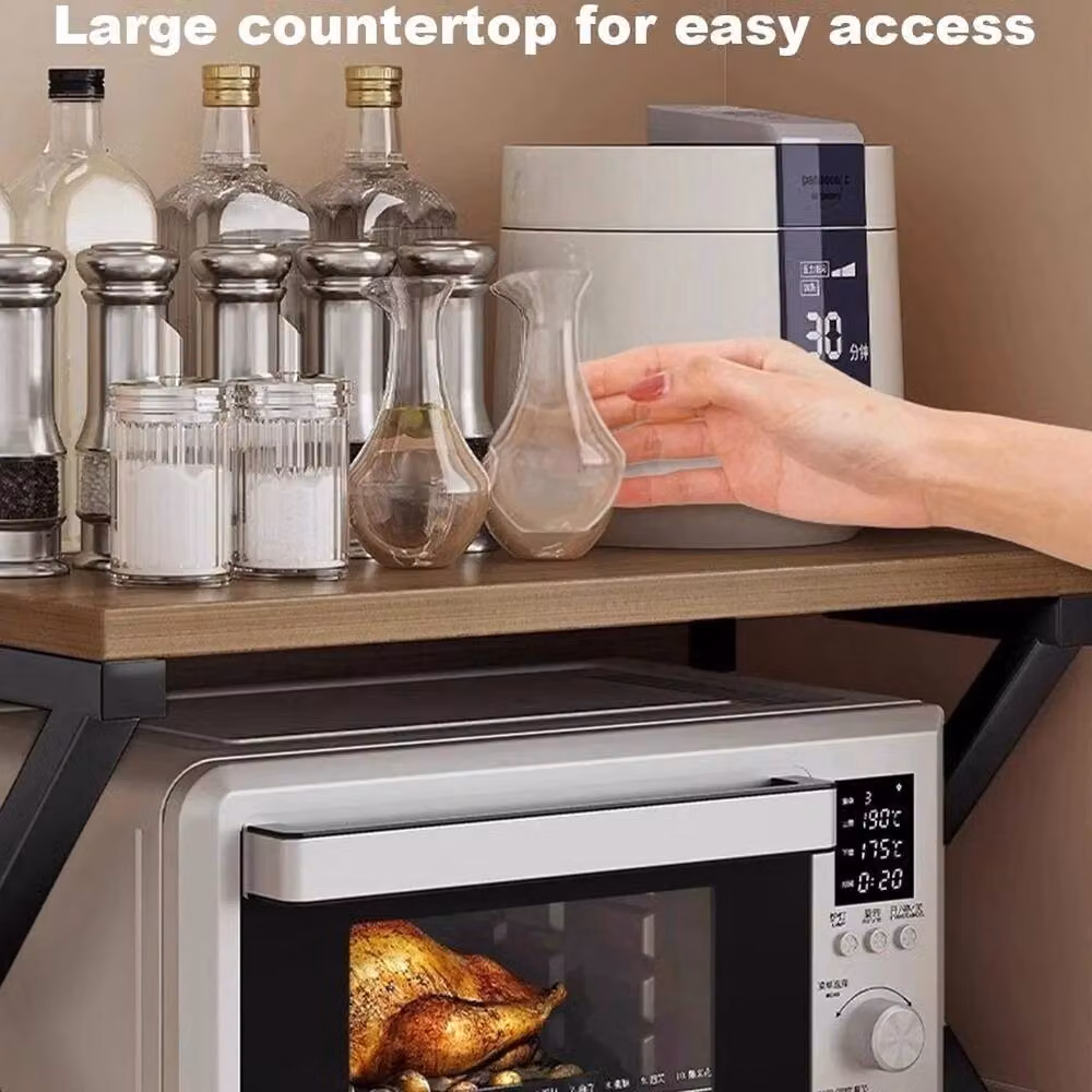 Havendro 3-Tier Freestanding Corner Microwave Shelf in Black and Brown – 3