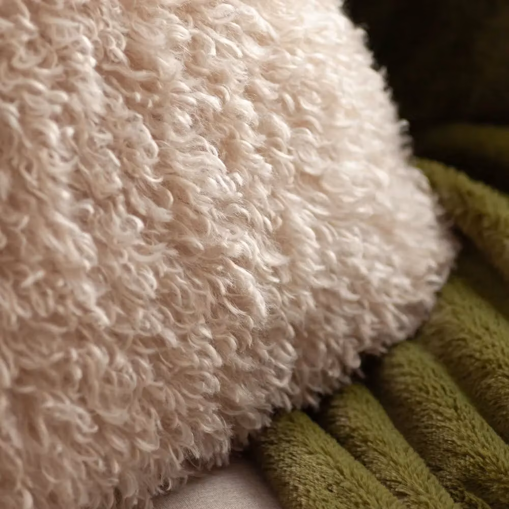 Furn Rowan Faux Fur and Velvet Decorative Cushion, Beige, W/D/H: 50 x 50 x 50 cm – 5