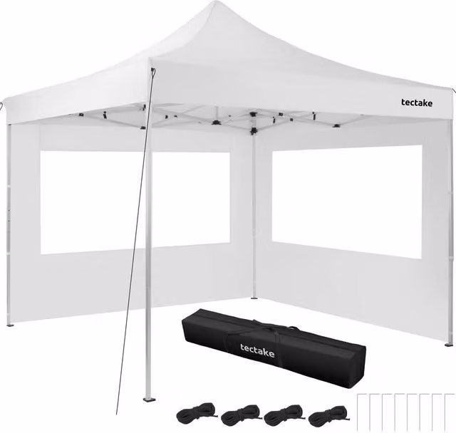 tectake Olivia Gazebo in White with Stainless Steel and Metal Frame, W/D/H: 300 x 300 x 300 cm – 1
