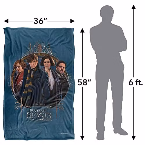 Warner Bros. Fantastic Beasts Where To Find Them Super Soft Silky Feel Fleece Blanket, Multicolour – 4