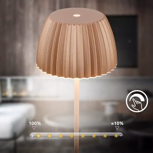 Briloner Brown LED Table Lamp with Touch Control, Dimmable Warm White Light, W/D/H: 14.3 x 14.3 x 36 cm – 5