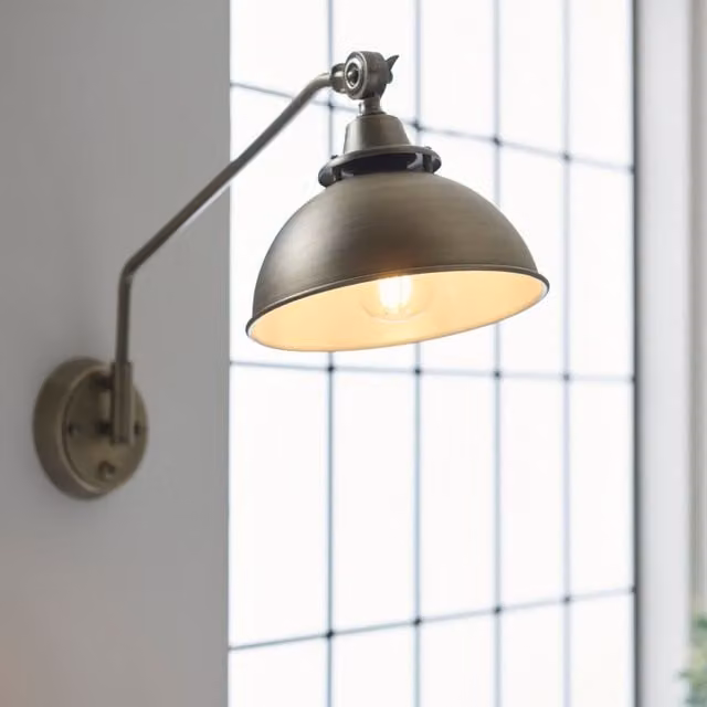 Pagazzi Madison Adjustable Antique Brass Wall Light in Gold