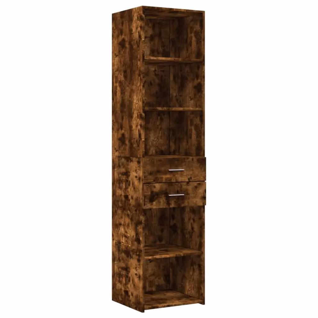 Berkfield Home Modern Smoked Oak Highboard in Brown, W/D/H: 45 x 42.5 x 185 cm