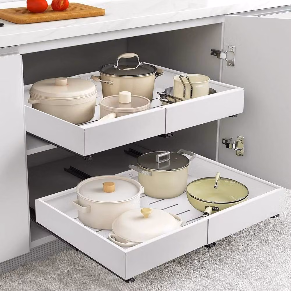 FORGEVIO White Stainless Steel Pull Out Cabinet Organizer Slide Out Drawer – 3