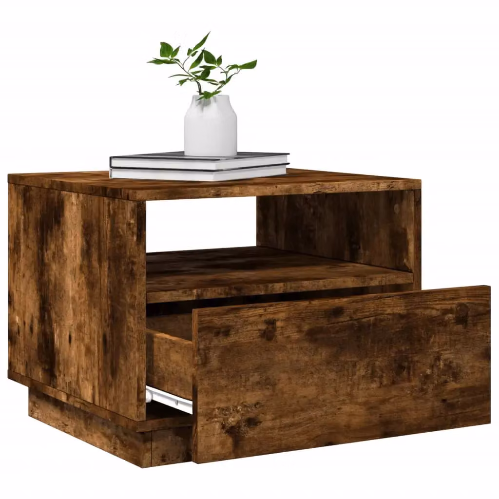 Berkfield Home Modern Coffee Table with LED Lights in Smoked Oak Brown, W/D/H: 50 x 49 x 40 cm – 6