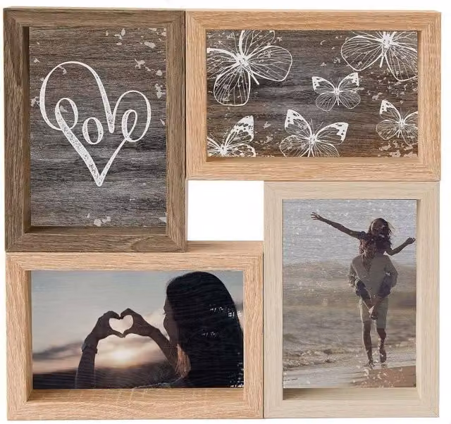 Nielsen Design Accent Photo Collage Frame for 4 Pictures, Brown Mixed Wood Finishes, 10 x 15 cm – 1