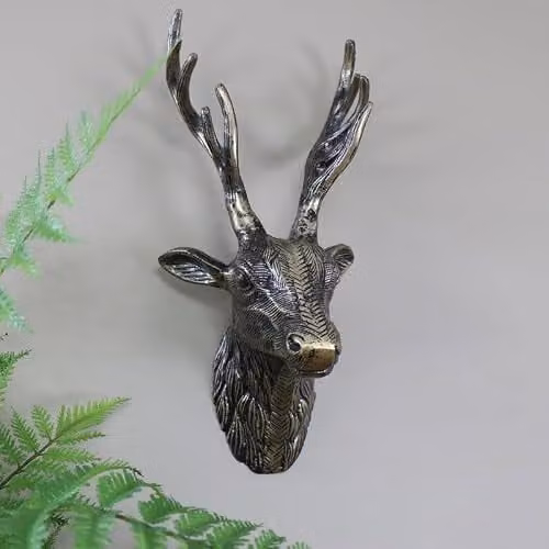 Melody Maison Antique Gold Metal Wall Mounted Animal Head Decor