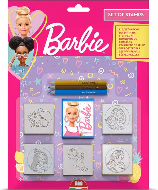 Mattel Barbie Kids Craft and Stationery Set with 5 Stamps, Pink