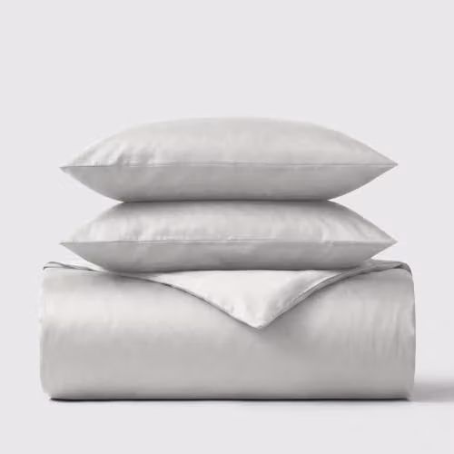 Bedable 100% Cotton Sateen Duvet Cover Set with Pillowcase, Grey, Single Size (Duvet Cover: 90 x 200 cm) – 1
