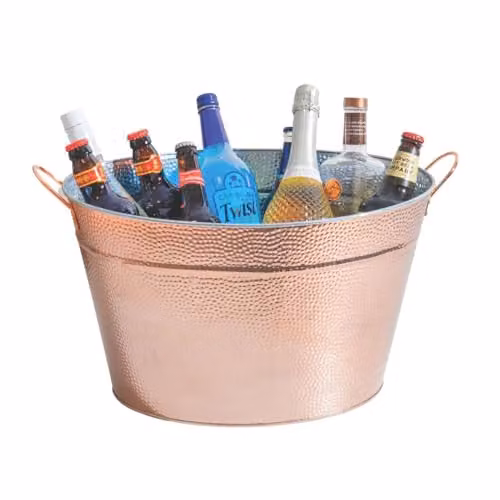 BarCraft Large Copper Champagne Bucket with Hammered Finish in Black and Bronze, W: 50 cm, D: 32.5 cm, H: 29 cm – 1