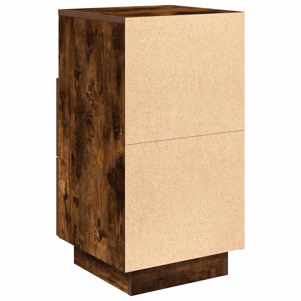 Berkfield Home Set of 2 Durable Bedside Cabinets with 2 Drawers in Smoked Oak Brown, W/D/H: 36 x 36 x 68 cm – 4