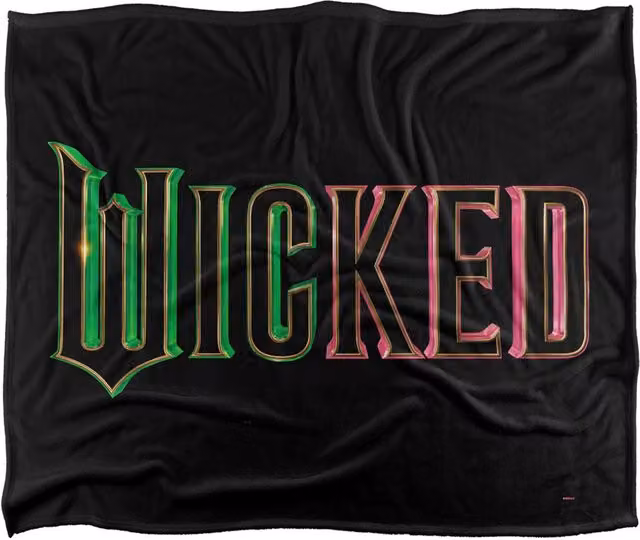 NBCU Wicked Movie Logo Silky Touch Super Soft Throw Blanket, Multicolour and Black, W: 152.4 cm, D: 127.0 cm