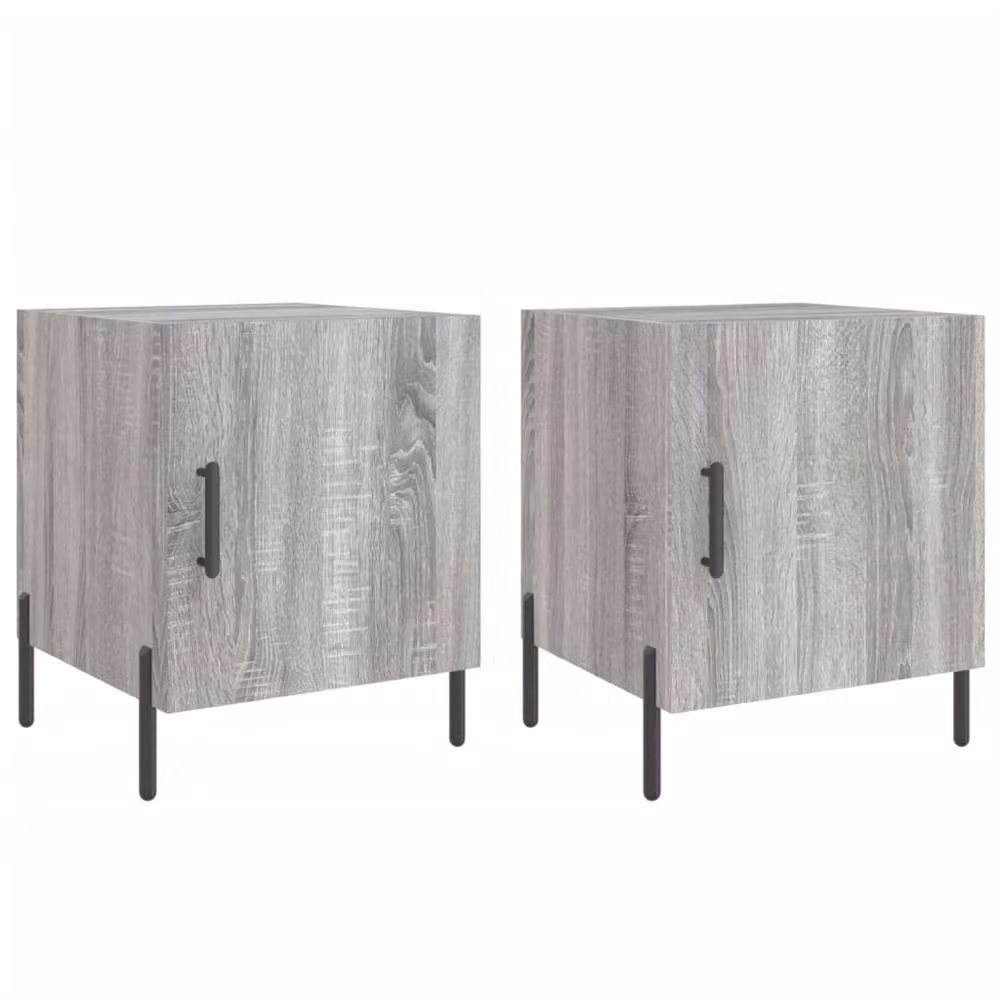Berkfield Home Modern Bedside Cabinets, 2 Piece Set in Grey Sonoma, W/D/H: 40 x 40 x 50 cm – 2