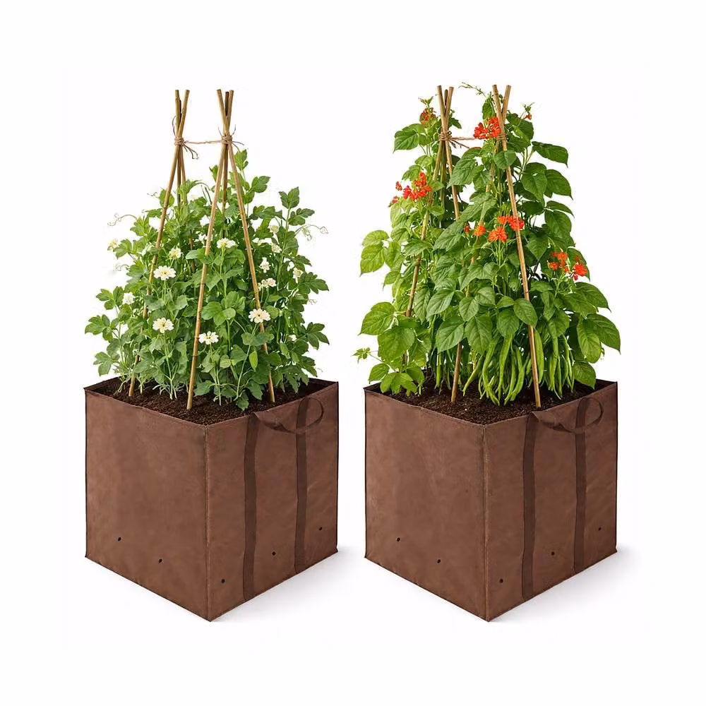 Simpa Brown Plastic Grow Bag Planter for Peas and Beans W: 40 cm, D: 50 cm, H: 40 cm – 2
