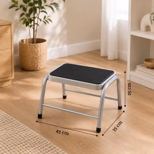 Orsina Silver Rubber Step Stool with Non-Slip Surface, H 43.0 x W 35.0 x D 25.0 cm – 2