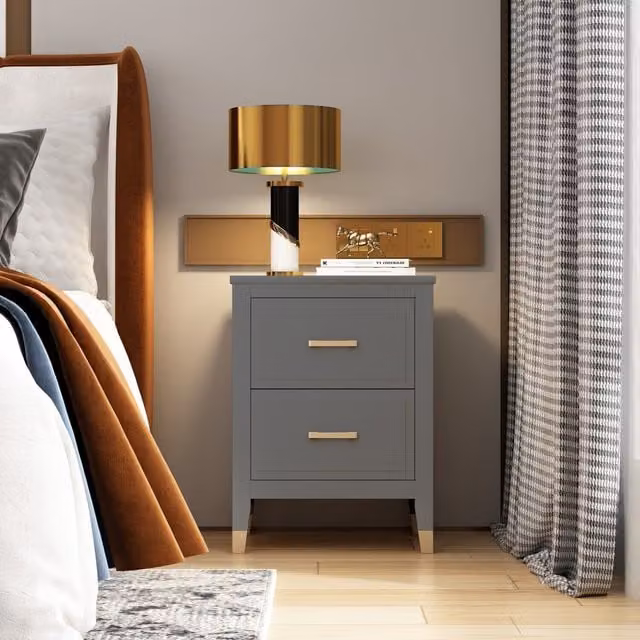 Cabinet Bits Palazzi 2 Drawer Bedside Table in Grey