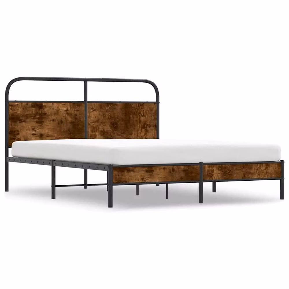 Berkfield Home Smoked Oak Bed Frame in Brown, W/D/H: 150 x 200 cm – 3