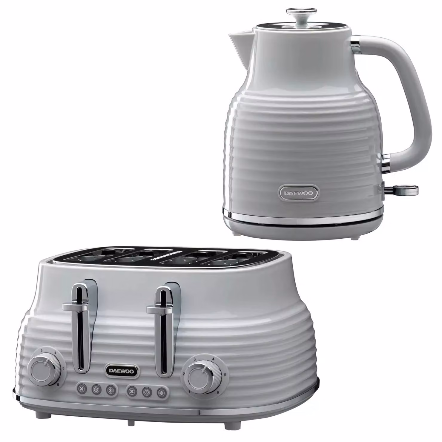Daewoo Sienna Retro Cordless Jug Kettle and 4 Slice Toaster Set in Grey – 3