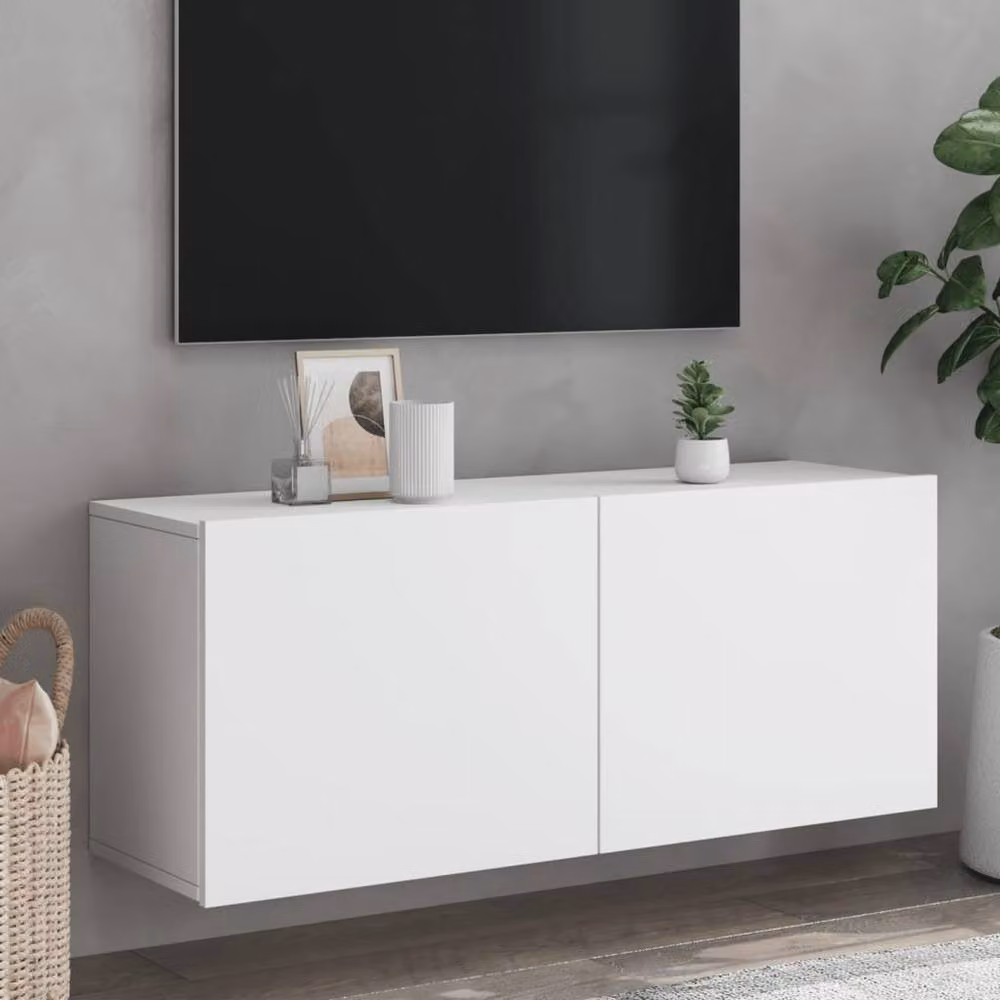 Berkfield Home Wall-mounted TV Cabinet in White, W/D/H: 100 x 30 x 41 cm – 2
